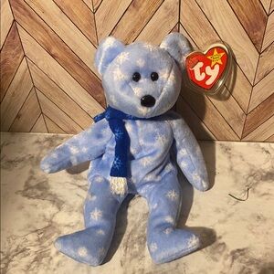 1999 Holiday Teddy Ty beanie baby Blue Snowflake Teddy Bear